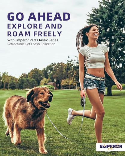 Emperor Pets 26 ft Retractable Dog Leash - Up to 110lb, Heavy Duty Dog Leash Retractable 26 ft, for Large Breed Dogs, Dog Leashes for Medium Dogs -GY26 EmperorPets