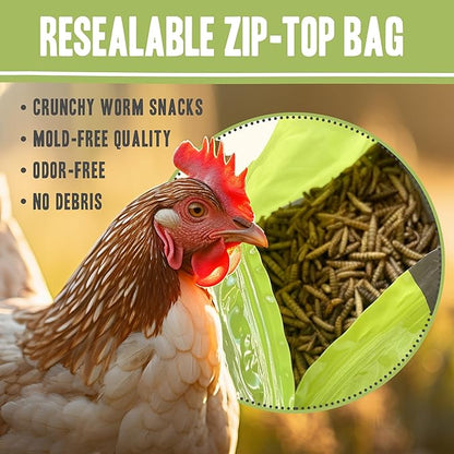 Premium Dried Black Soldier Fly Larvae for Chickens, High Protein Chicken Feed - All-Natural, Non-GMO Treat for Feather Growth and Immune Support - Ideal for Chickens, Ducks, and Quails - 5lb PetFaves