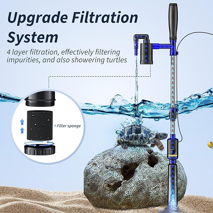 Fish Tank Cleaner - Aquarium Gravel Cleaner, 530GPH/32W Electric Fish Tank Cleaning Tools, Adjustable Water Flow Aquarium Cleaner Kit, Fish Tank Gravel Cleaner Vacuum for Water Changing, Wash Sand PAWPICO