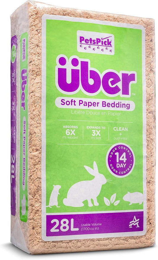 Uber Soft Paper Pet Bedding for Small Animals, Natural, 28L PetsPick%C2%AE