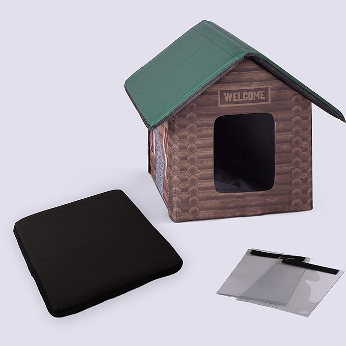 K&H Pet Products Outdoor Kitty House, Outdoor Cat House for Outside Community Cats, Strays, and Ferals, Insulated Shelter, Cold Weather House for Winter, 19 X 22 X 17 In. (Unheated) Log Cabin Design - PAWPICO