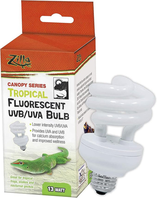 Zilla Canopy Series Fluorescent UVB/UVA Bulbs Tropical 13 W,White, 3.875 in Zilla