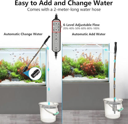 Aquarium Gravel Cleaner with External Controller 25W 550GPH Electric Fish Tank Vacuum Gravel Cleaner for Change Water(Adjustable Flow) Wash Sand (Sand/Gravel Mode) Water Filter Circulation fishkeeper