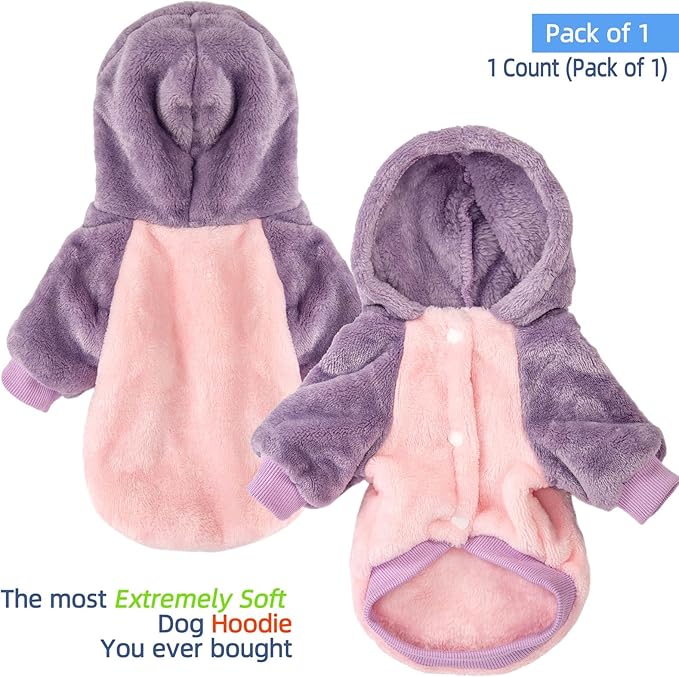 FabriCastle Dog Hoodie Sweater, Dog Clothes, Dog Coat, Dog Jacket for Small or Medium Dogs Boy or Girl, Ultra Soft and Warm Cat Pet Sweaters (Pink Body, Medium) - PAWPICO