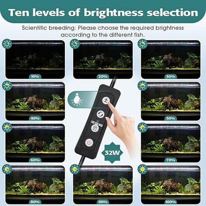 hygger 32W Full Spectrum Aquarium LED Light with 10 Levels of Brightness, White Blue Red Green LEDs,6H8H12H Timer,RGB Light for 46-54IN Freshwater Fish Tank, Aquatic Plants Tropical Ornamental Fish hygger