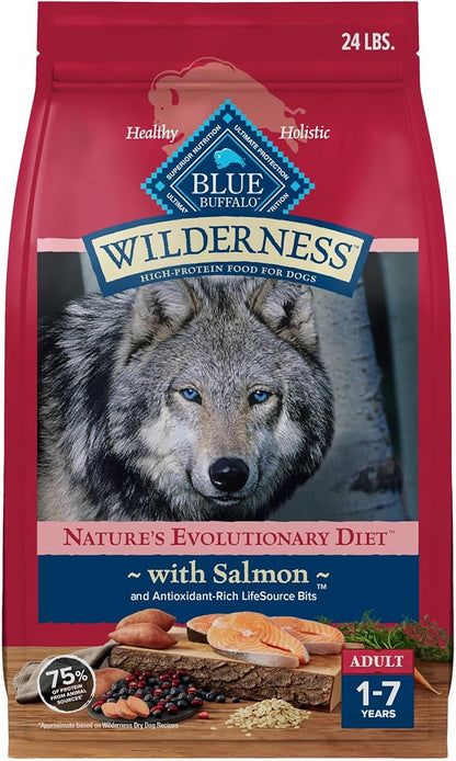 Blue Buffalo Wilderness Adult High-Protein Dry Dog Food Natural Salmon WITH WHOLESOME GRAINS - PAWPICO