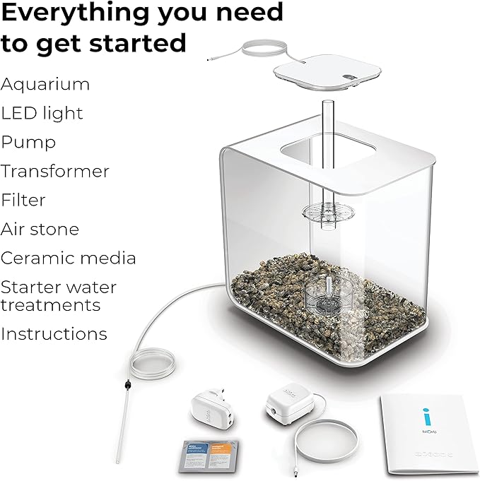 biOrb Flow 30 Acrylic 8-Gallon Aquarium with White LED Lights Modern Tank for Tabletop Display, White biOrb