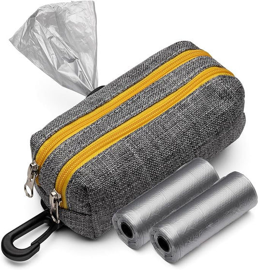 Premium Dog Poop Bag Holder for Leash - Convenient Dog Poop Bag Dispenser with Durable Design - Stylish Accessory for Easy Cleanup - Ideal for Dogs, Puppies, and Outdoor Walks - Grey - PAWPICO