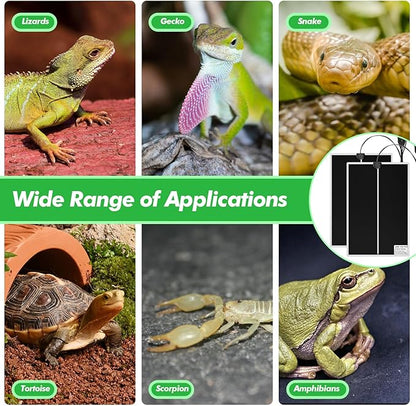 ROCEEI 3 Pcs Reptile Heat Mat 11x16.5 Inch 20W Reptile Heating Pad with Temperature Control Removable Terrarium Heat Mat Under Tank Heat Pad for Reptiles Gecko Turtle Tortoise Snake Lizard ROCEEI