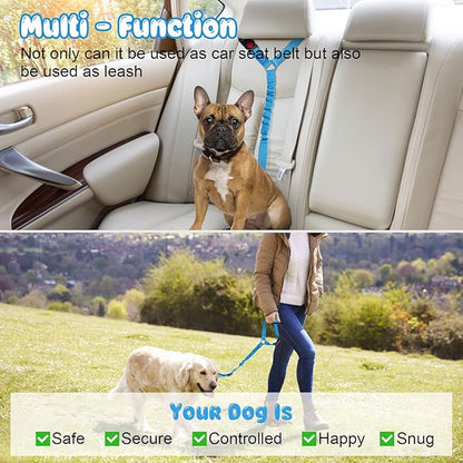 BWOGUE 2 Packs Dog Cat Safety Seat Belt Strap Car Headrest Restraint Adjustable Nylon Fabric Dog Restraints Vehicle Seatbelts Harness BWOGUEPetHome