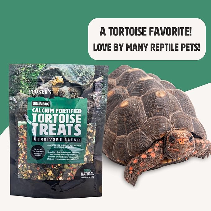 Fluker's Grub Bag Calcium Fortified Tortoise Treats, All Natural Herbivore Blend Fruits and Vegetables, for Tortoise and Herbivore Pets, 4 oz Flukers