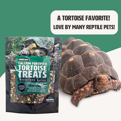 Fluker's Grub Bag Calcium Fortified Tortoise Treats, All Natural Herbivore Blend Fruits and Vegetables, for Tortoise and Herbivore Pets, 4 oz Flukers