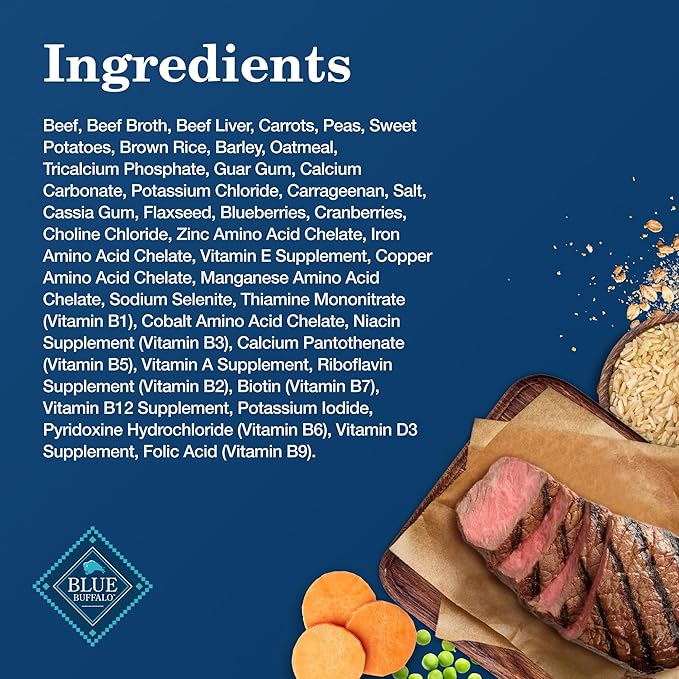 Blue Buffalo Homestyle Recipe Adult Wet Dog Food, Made with Natural Ingredients, Beef Dinner With Garden Vegetables, 12.5-oz. Cans (Pack of 12) - PAWPICO