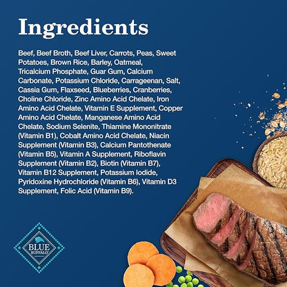 Blue Buffalo Homestyle Recipe Adult Wet Dog Food, Made with Natural Ingredients, Beef Dinner With Garden Vegetables, 12.5-oz. Cans (Pack of 12) - PAWPICO