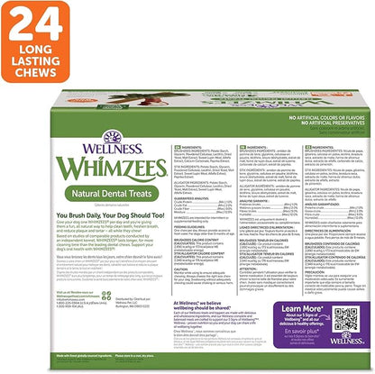 WHIMZEES by Wellness Long lasting Dog Chews Value Box: All Natural Grain Free Treats to Help Clean Teeth & Reduce Plaque & Tartar - for Dogs 40-60 Lbs - 24 Count - PAWPICO