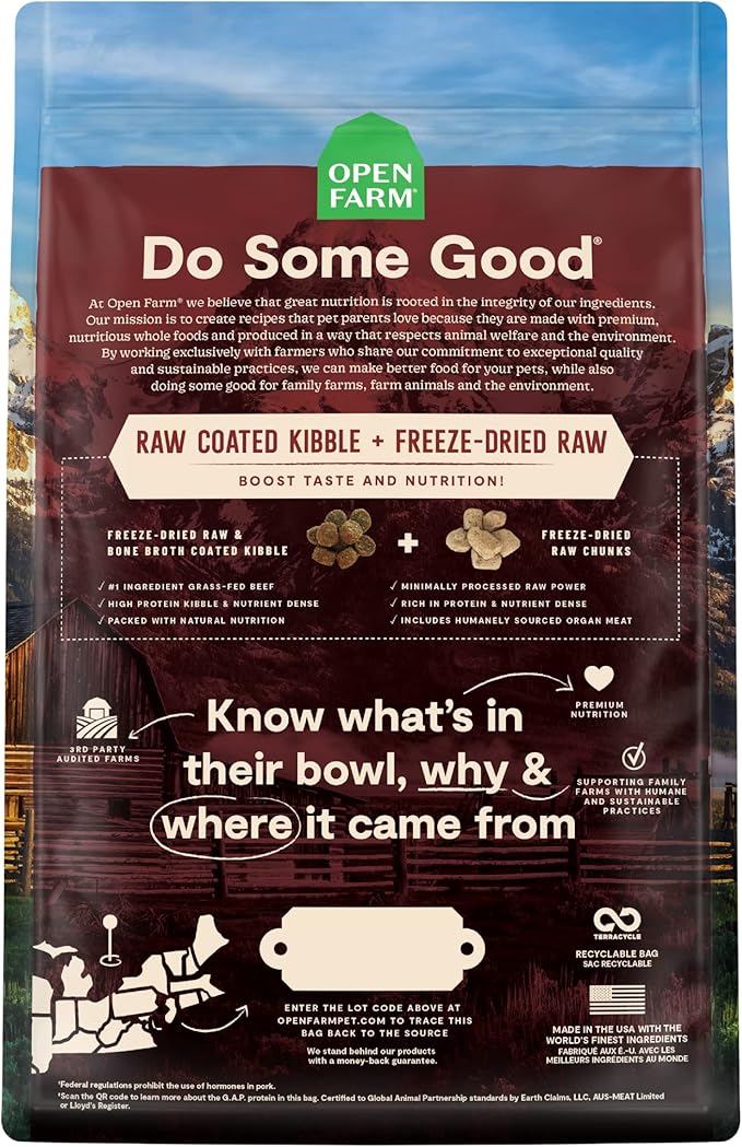 Open Farm RawMix Ancient Grains Front Range Recipe for Dogs, Includes Kibble, Bone Broth, and Freeze Dried Raw, Inspired by The Wild, Humanely Raised Protein and Non-GMO Fruits and Veggies, 20 lb - PAWPICO