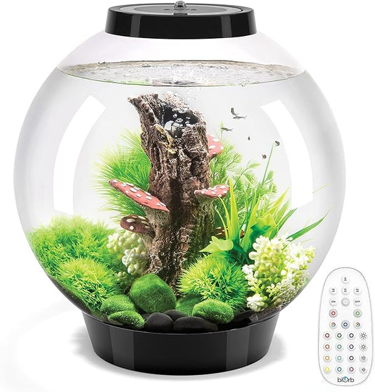 biOrb Classic 30 Acrylic 8-Gallon Aquarium with Multi-Color Remote-Controlled LED Lights Modern Tank for Tabletop Display, Black biOrb
