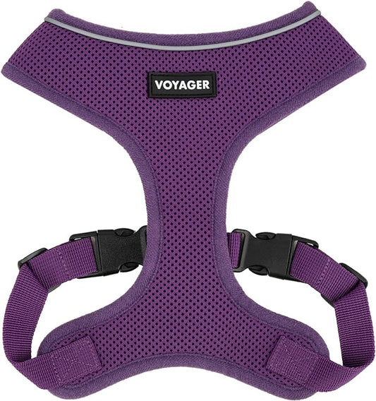 Voyager Aerolite No Pull Mesh Dog Harness with Lightweight, Soft, Breathable, Reflective Stitching, and Adjustable Straps for Walking, Running, Training, Heavy Duty and Durable - Purple, L BestPetSuppliesLLC