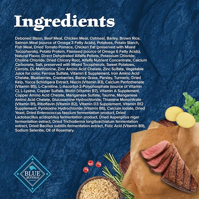 Blue Buffalo Wilderness Rocky Mountain Recipe High-Protein Adult Dry Dog Food, Made in the USA with Natural Ingredients Plus Wholesome Grains, Bison, 28-lb. Bag - PAWPICO