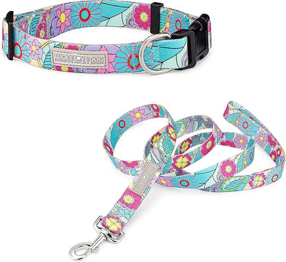 Lucky Love Dog Collar and Leash Combo, Cute Collar and Leash Set for X-Small Female Dogs, Part of Purchase Donated to Rescue (XS, Caroline, Combo) LuckyLoveDog
