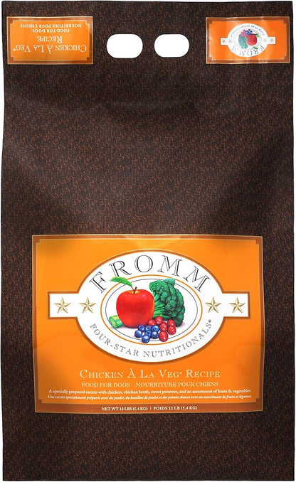 Fromm Four-Star Nutritionals Chicken A La Veg Dog Food - Premium Dry Dog Food - Chicken Recipe - 12 lb - PAWPICO