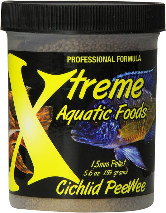 Xtreme Cichlid Peewee 1.5 mm Pellets - Proven Nutrition for Cichlids - Balanced Amino Acids, Boost Immune & Digestive Health, Color & Energy, Max Protein Freshwater Fish Food – USA Farm Grown (5oz) XtremeAquaticFoods