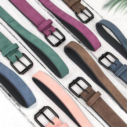 Didog Soft Padded Leather Dog Collar and Leash Set, Heavy Duty Dog Leash and Collar Set with Metal Buckle, Breathable Dog Collars with 4FT Leather Dog Leash for Small Medium Large Dogs, Blue, M Didog