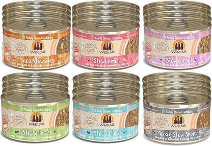 Weruva Classic Cat Stews 6 Flavors Variety Pack, 2.8 Ounce Cans Pack of 24 - PAWPICO