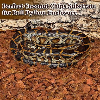 Halatool 10LB Coconut Chips Substrate for Reptiles 72QT Natural Coco Husk Snake Bedding for Ball Python Coco Coir Chip Terrarium Substrate for Tortoise Frog Gecko Hermit Crab Hamster HALATOOL