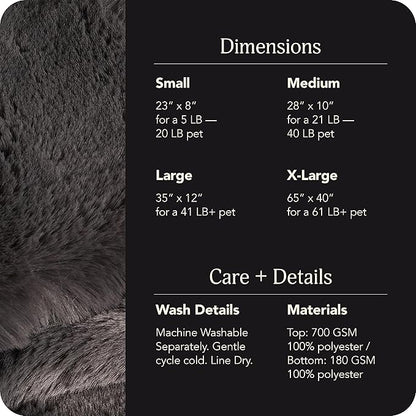 UnHide Floof Pet Bed - Medium (28" x 10") - Extra Soft Dog Bed - Removable Faux Fur Cover - Machine Washable - Helps Ease Pet Anxiety & Provides The Perfect Sleep - Charcoal Charlie - PAWPICO