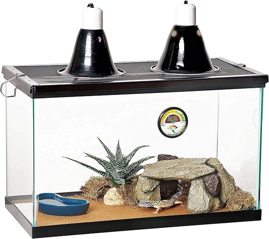 Zilla 10 Gallon Pet Reptile Starter Habitat Kit with Light and Heat for Small Desert Dwelling Animals Zilla