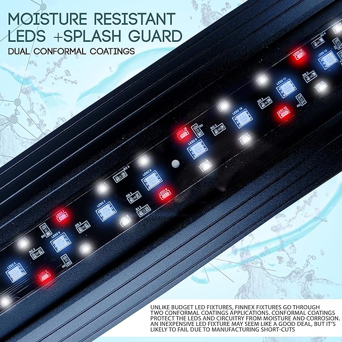 Finnex Planted+ 24/7 Aquarium LED Light, 660nm Plant Red, CRV Series, 24 Inch Finnex