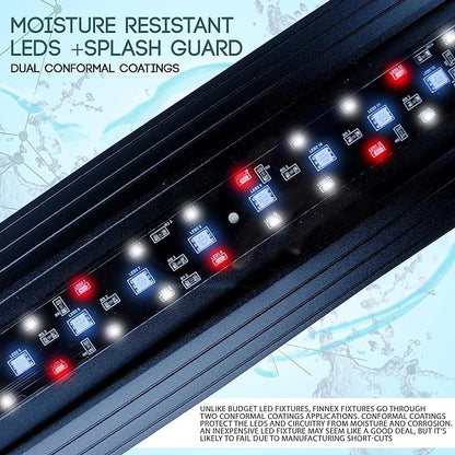 Finnex Planted+ 24/7 Aquarium LED Light, 660nm Plant Red, CRV Series, 24 Inch Finnex