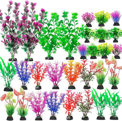 CousDUoBe 30Pcs Aquarium Plants, Fish Tank Accessories Artificial Aquatic Plants,Full Set of Fish Tank Decorations, Various Sizes CousDUoBeAquariumfishtankdecoration