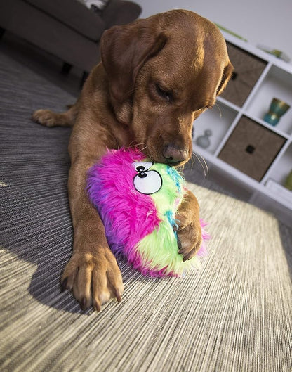 goDog Furballz Squeaky Plush Ball Dog Toy, Chew Guard Technology - Rainbow, Large - PAWPICO