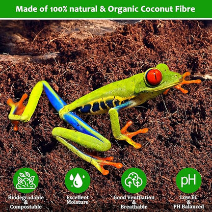 Riare 6 Pack Natural Coconut Fiber Substrate for Reptile- Premium Compressed Coconut Husk Terrarium Bedding for Reptile, Tortoise, Frogs, Snakes Hermit Crabs, Burrowing Animals Riare