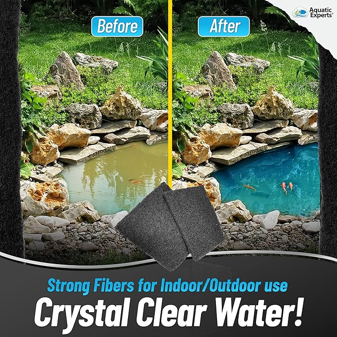 Aquarium Carbon Pad - Cut to Fit Carbon Infused Filter Pad Media for Crystal Clear Fish Tank and Ponds (24 Inch Width, 36 Inch Long) AquaticExperts