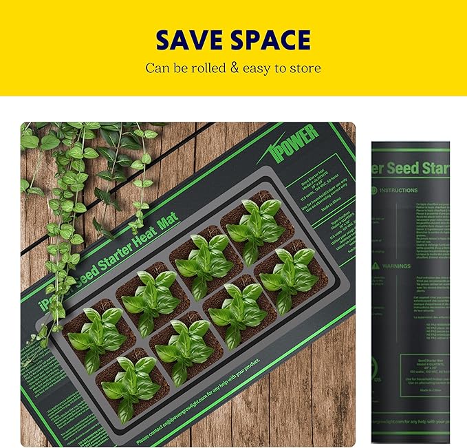 iPower Durable Seedling Heat Mat Warm 10" x 20" Hydroponic Heating Pad Waterproof for Seed Starting Greenhouse and Germination iPower