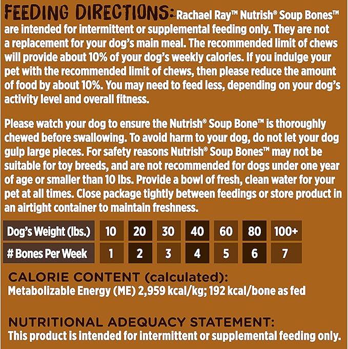 Rachael Ray Nutrish Soup Bones Dog Treats, Beef & Barley Flavor, 6 Bones - PAWPICO