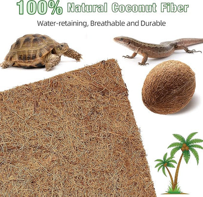 ZeeDix 10 Pieces Reptile Carpet- 12 x 12 inches Natural Coconut Fiber Pet Mat Tortoise Carpet Mat Coco Fiber Substrate Liner Pet Terrarium Liner for Lizard Turtle Snake Gecko Bearded Dragon ZeeDix