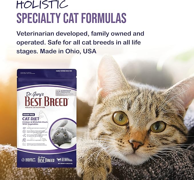 Best Breed Dr. Gary's Grain Free Cat Diet Slow-Cooked in USA [Natural Dry Dog Food for All Ages] - 12lbs. - PAWPICO