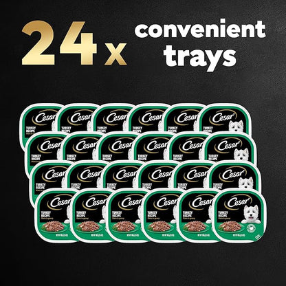 CESAR Soft Wet Dog Food Filets in Gravy Turkey Recipe, (24) 3.5 oz. Easy Peel Trays - PAWPICO