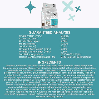 I AND LOVE AND YOU Nude Super Food Dry Dog Food - Salmon + Whitefish - Prebiotic + Probiotic, Grain Free, Real Meat, No Fillers, 23lb Bag - PAWPICO