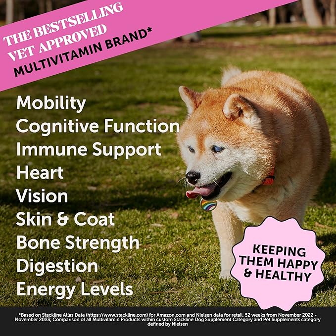 Pet Honesty Senior Dog Multivitamin - Essential Dog Vitamins and Supplements - Glucosamine, Probiotics, Omega Fish Oil for Dogs Health & Heart- Dogs Vitamins Health Supplies (Duck 90 ct) PetHonesty