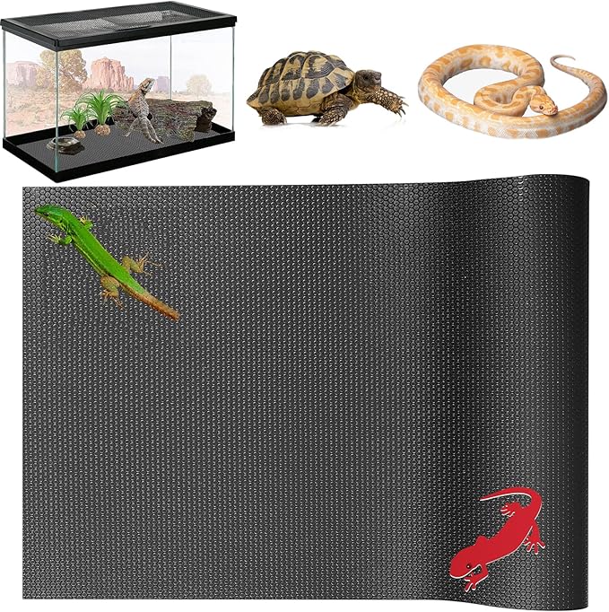 KABASI Reptile Substrate Liner Terrarium Carpet, Bearded Dragon Tank Accessories, Non-Adhesive Reptile Carpet Reptile Flooring Mat Bedding for Leopard Gecko, Snake, Lizard, Tortoise, 17.7x39.4 inch KABASI