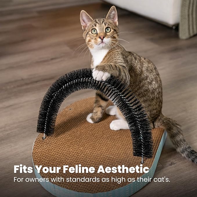 Catstages Scratch & Groom Corrugated Cat Scratch Pad with Catnip - PAWPICO