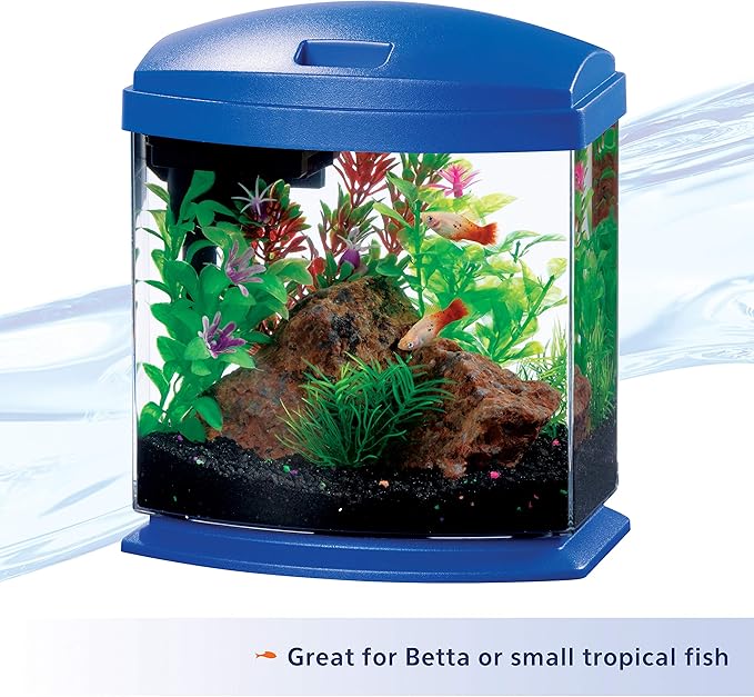 Aqueon LED MiniBow Small Aquarium Fish Tank Kit with SmartClean Technology, Blue, 1 Gallon Aqueon