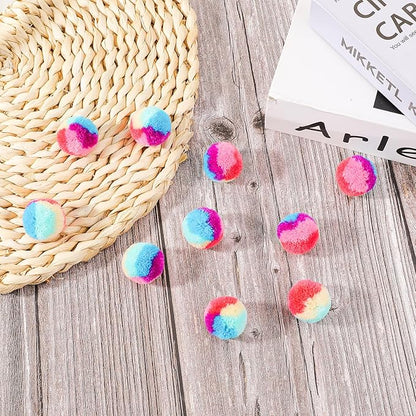 KALIONE 30 Pcs Soft Plush Cat Ball 1.2-inch Rainbow Cat Toy Balls Fuzzy Kitty Balls Kitten Puff Balls Colorful Cat Pom Pom Balls for Cat Kitten Pet Playing Exercising - PAWPICO
