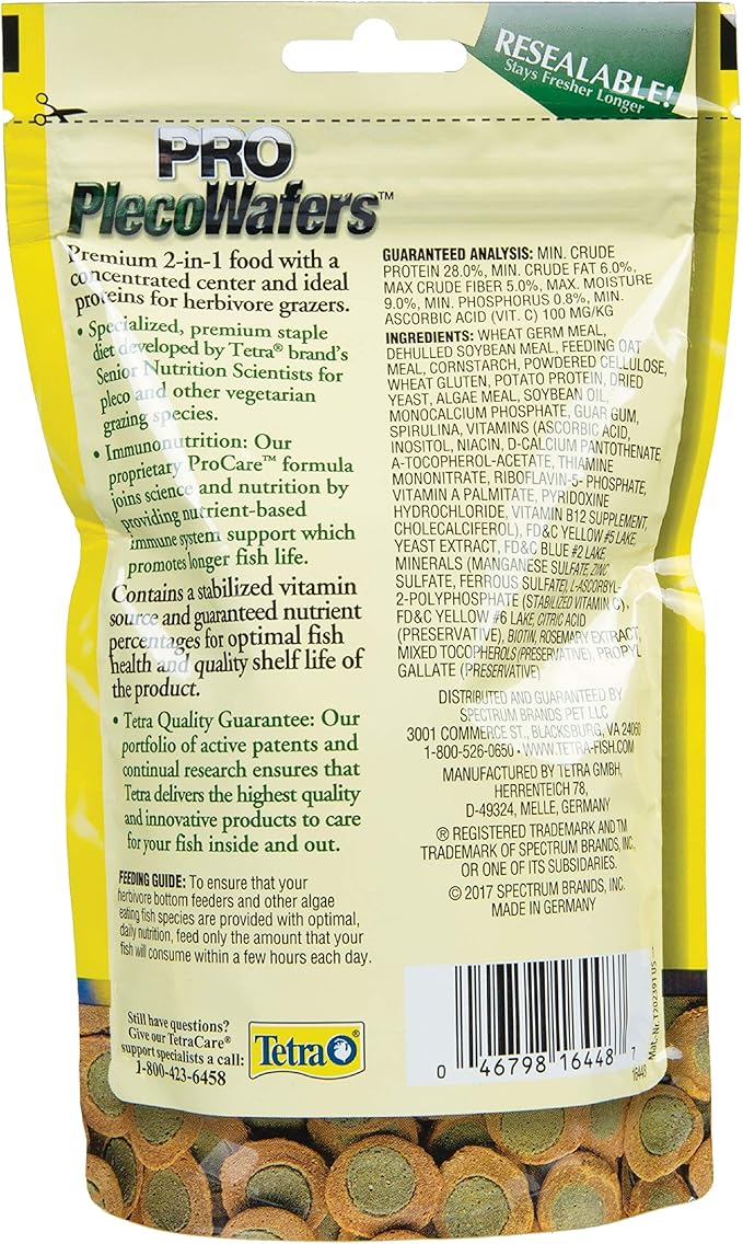 Tetra PRO PlecoWafers, Nutritionally Balanced Vegetarian Fish Food, Concentrated Algae Center (1 CASE of 60 Packs of 5.29 OZ Packages) Tetra
