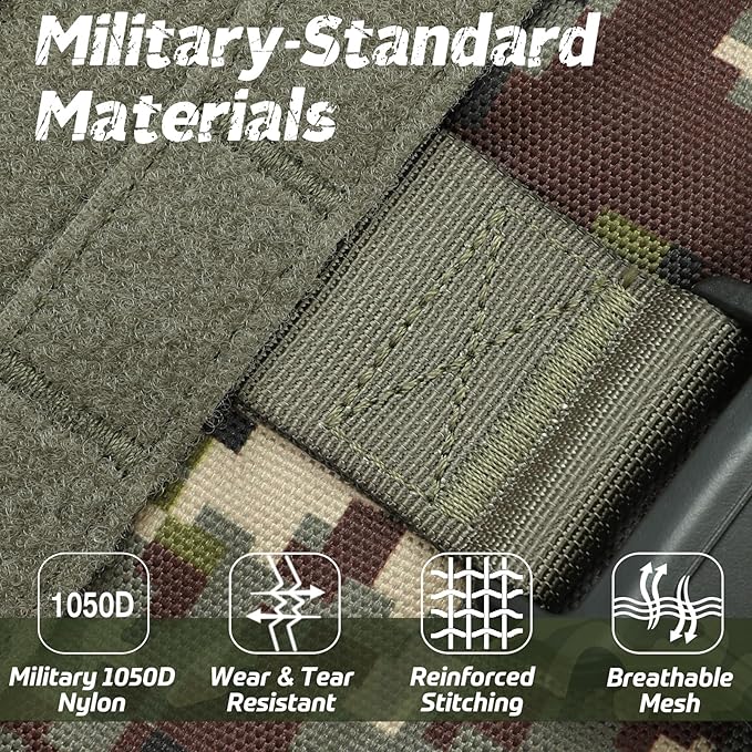 rabbitgoo Tactical Dog Harness for Small, Heavy Duty Pet Harness with Handle, No-Pull Service Vest Small Breed, Adjustable Military Dog Vest for Training Hunting Walking, Green Camo, S rabbitgoo